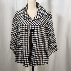 Lauren Michelle Houndstooth Swing Coat Jacket 3/4 sleeve Size 12